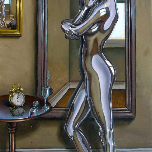 Nude with flying fish and chips 22 × 40" 2010 